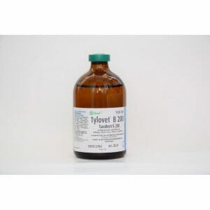Tylovet B-200 Injectable Solution – Tylosin 200mg/ml Antibiotic for Cattle, Pigs, Sheep, Goats & Dogs (100ml)